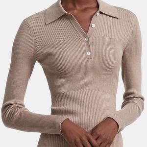 Theory Sweaters | Theory Ribbed Polo Sweater in Stretch Viscose Wool Taupe S | Color: Tan | Size: S | Lj749's Closet